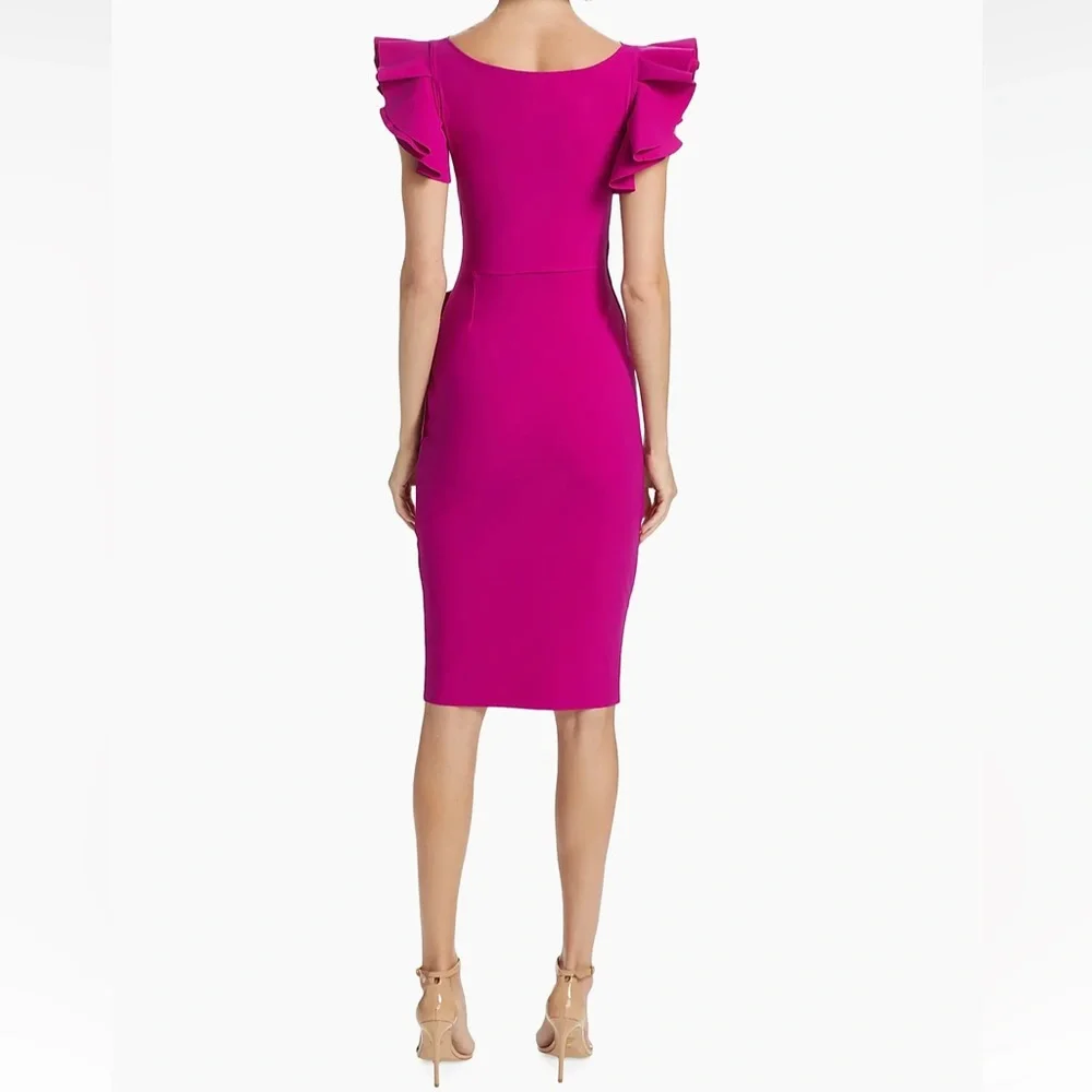Chiara Boni La Petite Robe Beaurisse Ruffled Sheath Dress NWT Size 6 - Picture 4 of 8